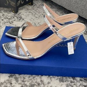 Stuart Weitzman Aleena Silver Heels NWT Size 9